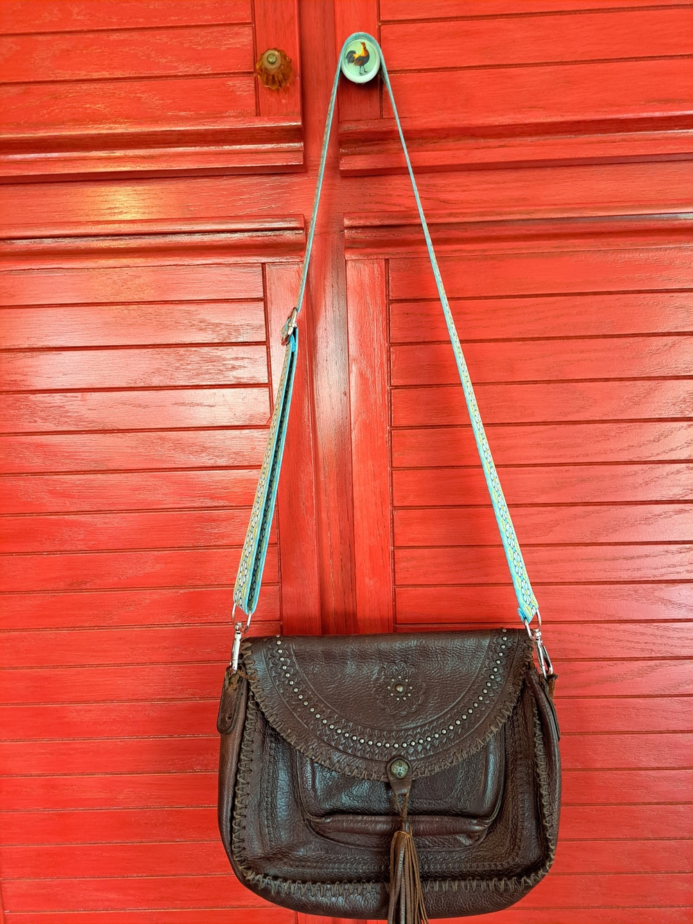 Patricia Nash Leather Western Shoulder Bag With 2 Guitar Straps